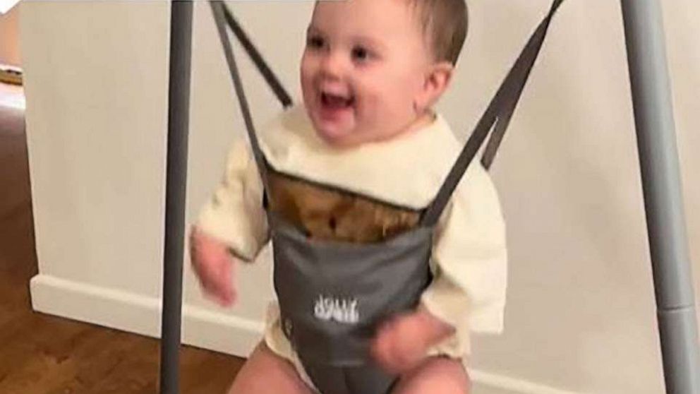 PHOTO: Oakley, a 7-month-old baby from California, is going viral on TikTok for her dancing skills in her bouncy swing.