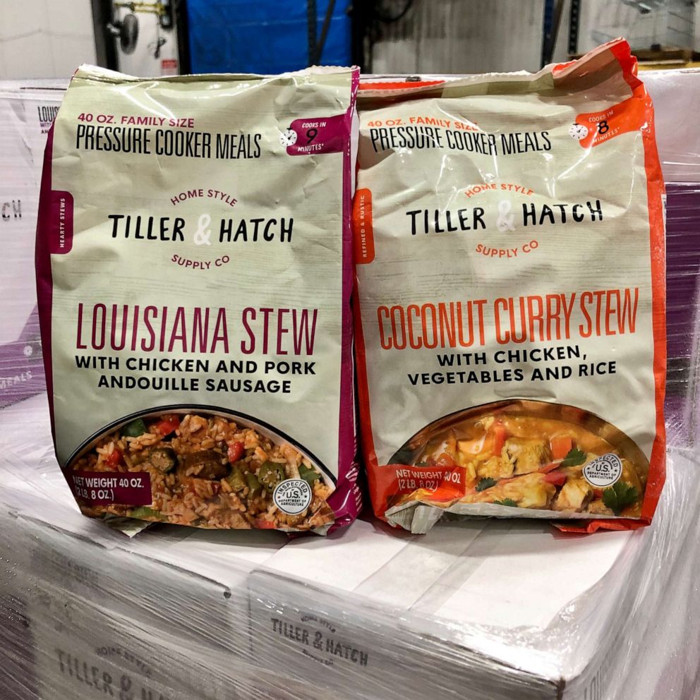 PHOTO: Two frozen products from Tiller & Hatch that will be donated to hungry families at food banks with Feeding America during the Million Meals Tour. 
