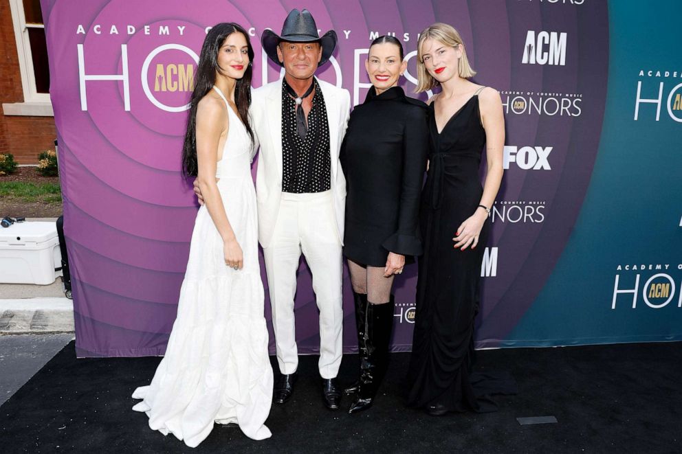 PHOTO: Audrey McGraw, Tim McGraw, Faith Hill and Maggie McGraw attend the 16th Annual Academy of Country Music Honors at Ryman Auditorium on Aug. 23, 2023, in Nashville, Tenn.