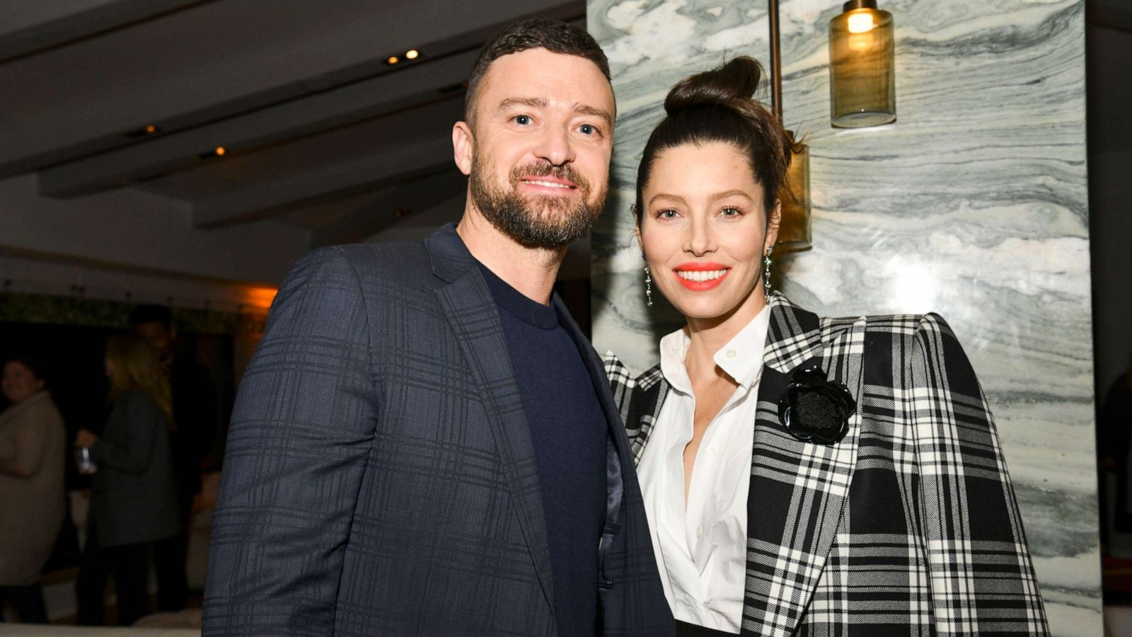 PHOTO: Justin Timberlake and Jessica Biel pose for portrait, Feb. 3, 2020, in West Hollywood, Calif.