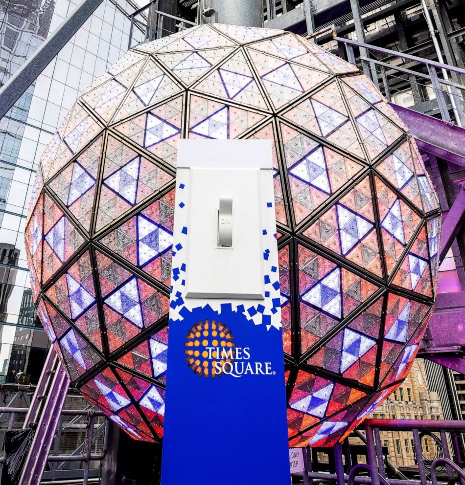 PHOTO: A view of the New Year's Eve Ball during testing before the official Times Square Celebration on Dec. 30, 2020 in New York City.