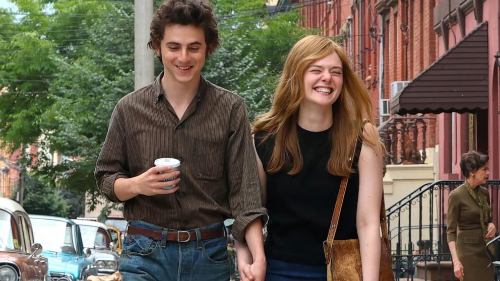 PHOTO: Timothee Chalamet and Elle Fanning are seen on the movie set of the "A Complete Unknown," June 11, 2024, in Hoboken, N.J. 