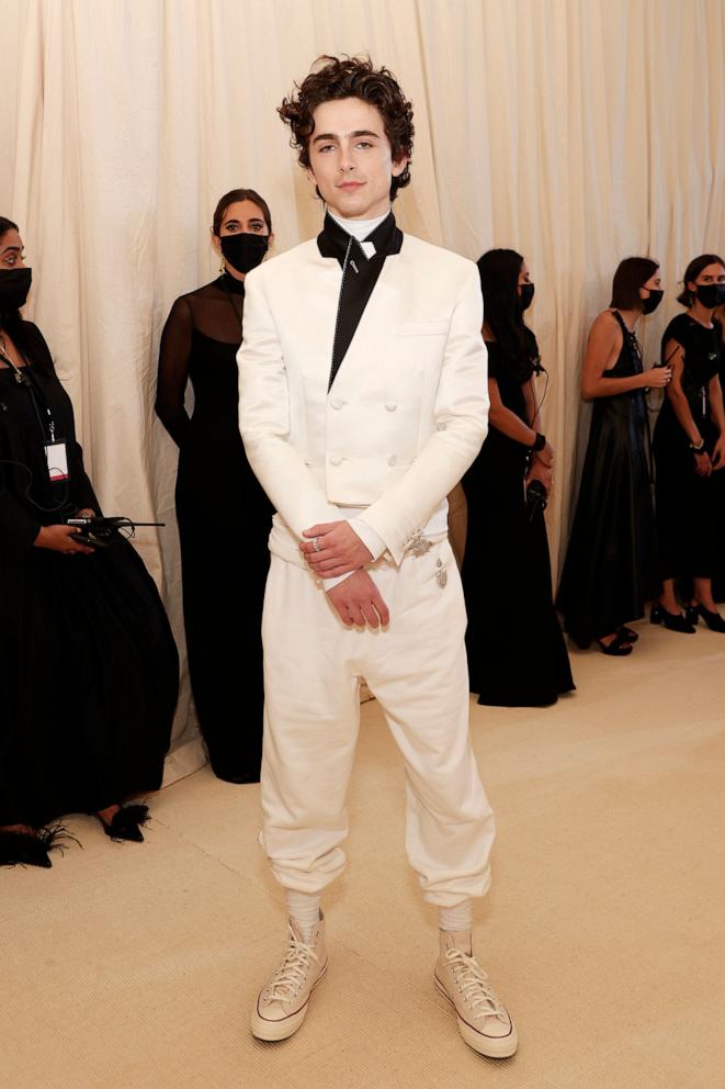 PHOTO: Timothee Chalamet attends The 2021 Met Gala Celebrating In America: A Lexicon Of Fashion at Metropolitan Museum of Art, Sept. 13, 2021, in New York.