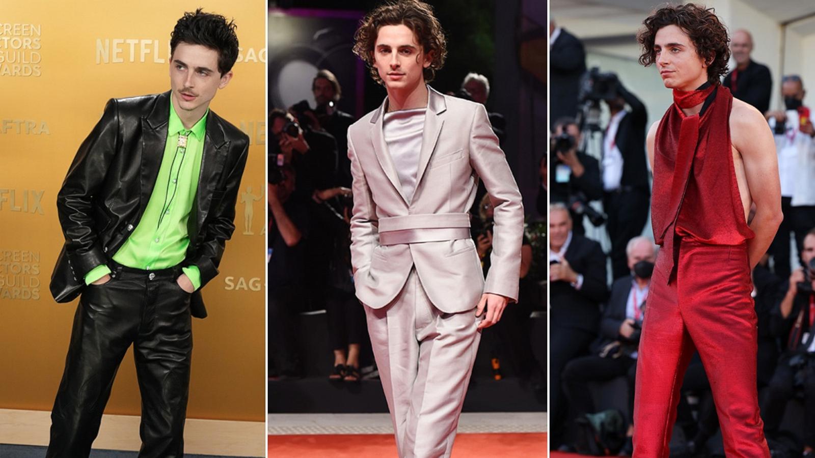 PHOTO: Timothee Chalamet attends the Screen Actors Guild Awards, Feb. 23, 2025, in Los Angeles. Timothee Chalamet attends 76th Venice Film Festival, Sept. 2, 2019. Timothee Chalamet attends the 79th Venice International Film Festival, Sept. 2, 2022.