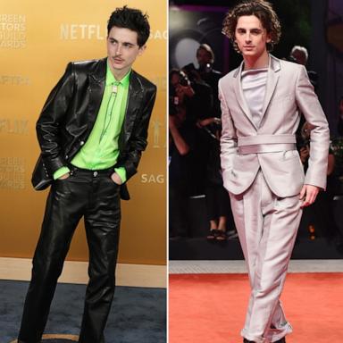 PHOTO: Timothee Chalamet attends the Screen Actors Guild Awards, Feb. 23, 2025, in Los Angeles. Timothee Chalamet attends 76th Venice Film Festival, Sept. 2, 2019. Timothee Chalamet attends the 79th Venice International Film Festival, Sept. 2, 2022.