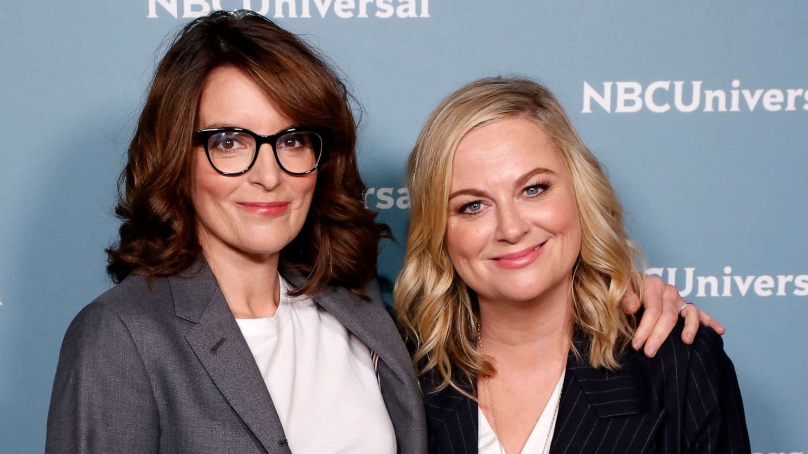 PHOTO: Tina Fey and Amy Poehler at 2019 NBCUniversal Upfront, May 13, 2019 in New York.