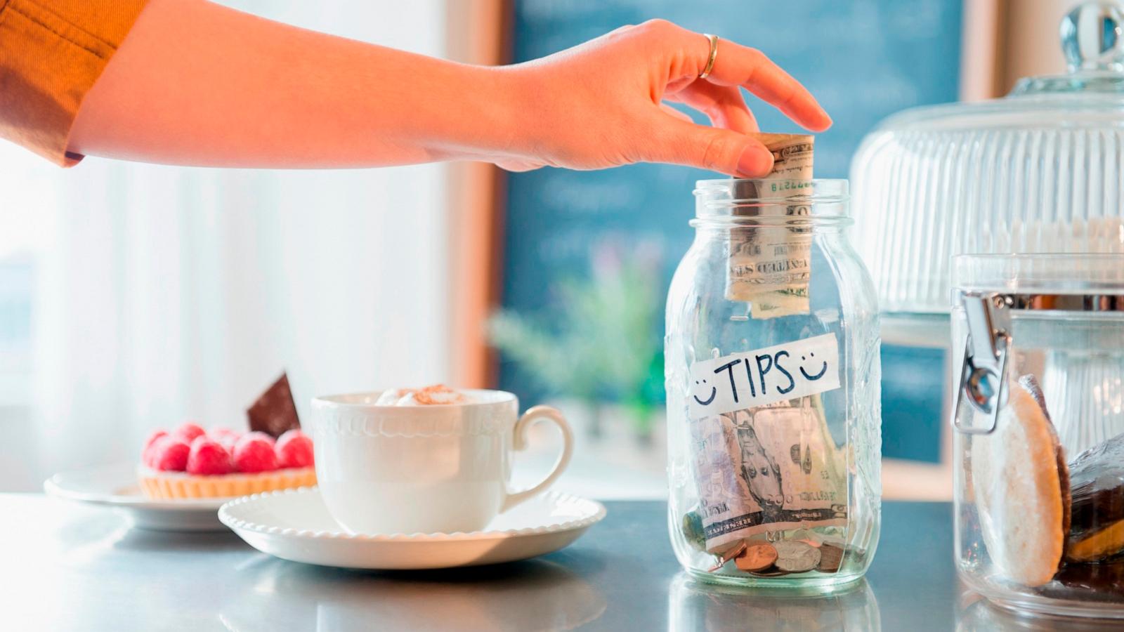 PHOTO: A tip jar is seen in a stock photo.