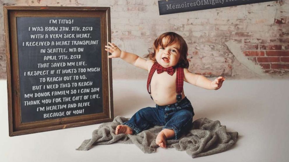 PHOTO: Titus Sickles of Toledo, Wash., poses at his first birthday photo shoot.