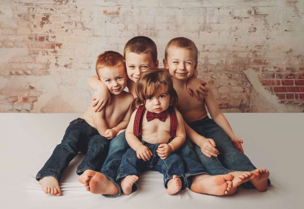 PHOTO: Titus Sickles of Toledo, Wash., 1, front, poses with his three older brothers.