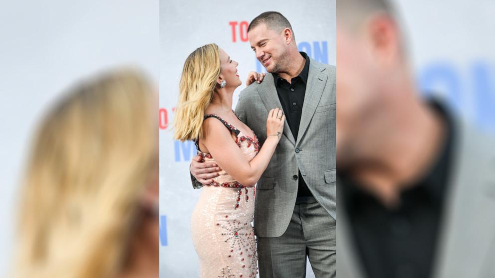 PHOTO: Scarlett Johansson and Channing Tatum attend the German premiere of the film "Fly Me to the Moon" at the Zoo Palast cinema, July 10, 2024, in Berlin. 