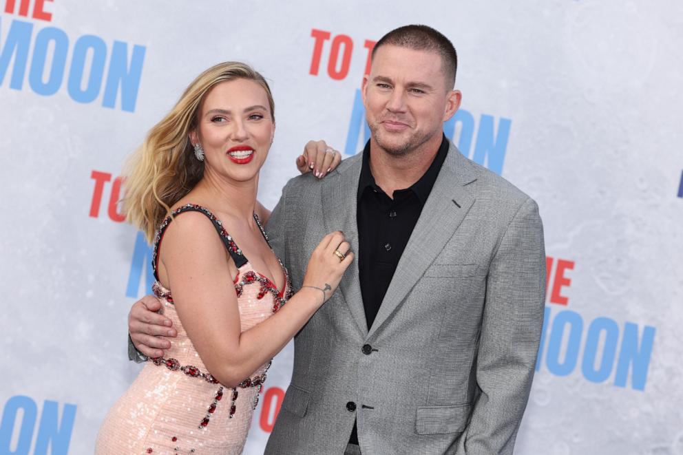 PHOTO: Scarlett Johansson and Channing Tatum attend the German premiere of the film 'Fly Me to the Moon' at the Zoo Palast cinema, July 10, 2024, in Berlin.