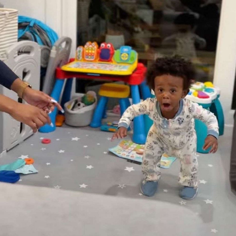 VIDEO: Excited toddler discovers he can walk