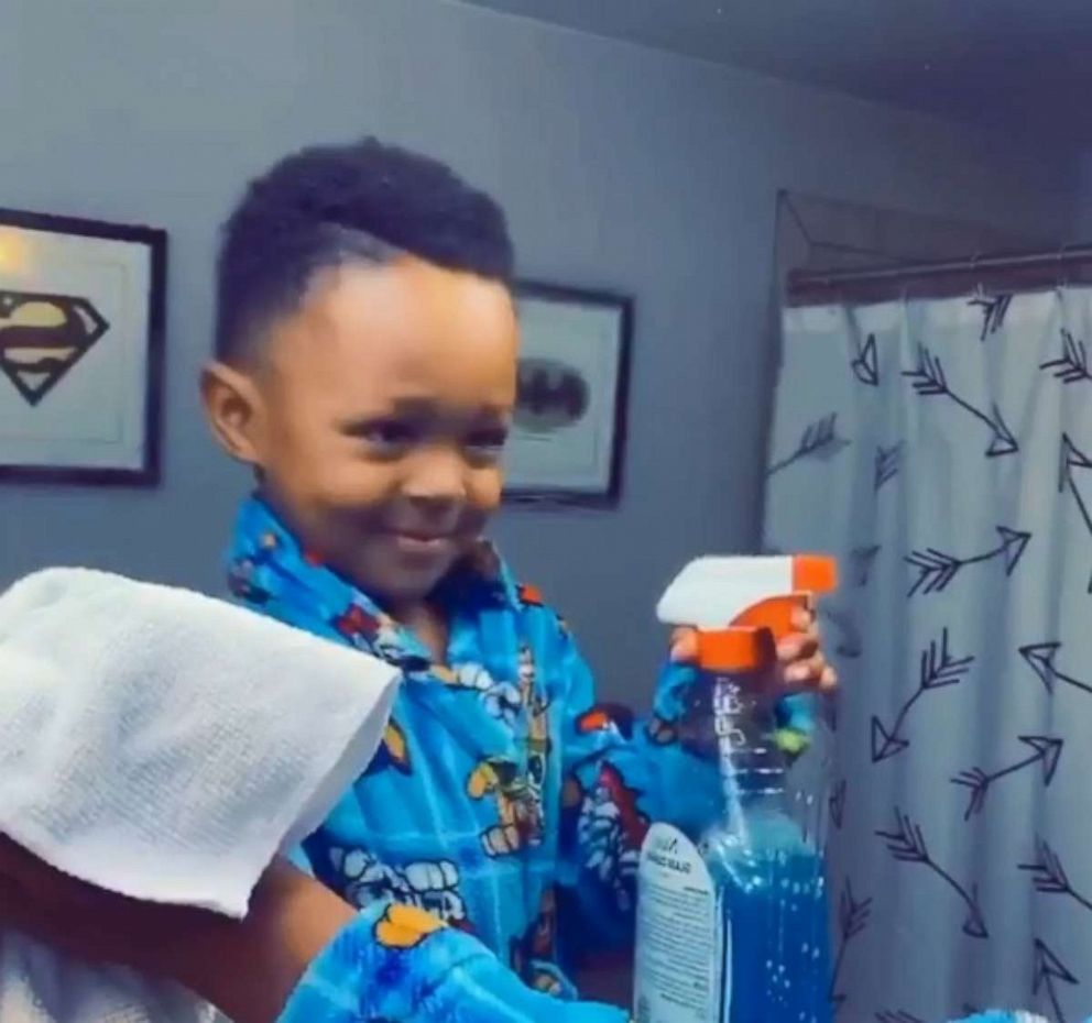 PHOTO: Aaron "AJ" Green, Jr., 4, of Aurora, Colorado, did the viral #wipeitdownchallenge and his father Aaron Ross Green posted it on Instagram.