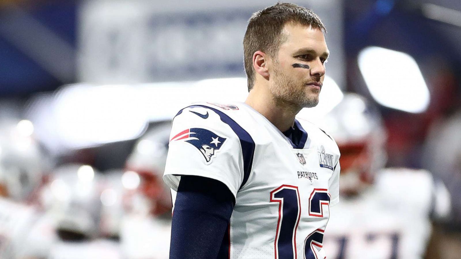 PHOTO: Tom Brady, #12 of the New England Patriots, during Super Bowl LIII against the Los Angeles Rams at Mercedes-Benz Stadium, Feb. 3, 2019, in Atlanta, Georgia.