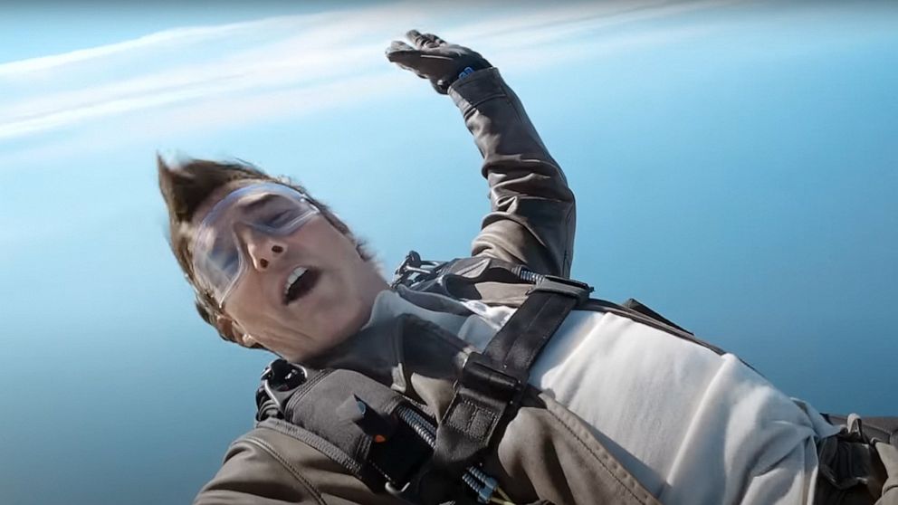 PHOTO: Tom Cruise skydives in a special announcement video about Top Gun: Maverick from the set of Mission Impossible.