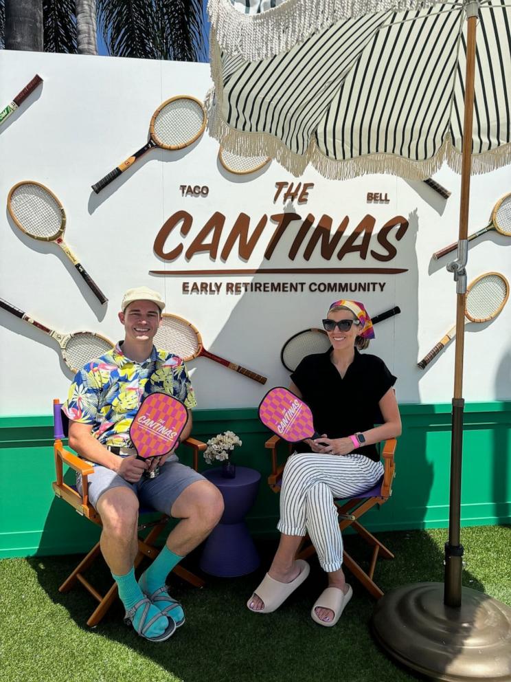 PHOTO: Tom and Anne Rowley hang out courtside before a pickleball tournament at The Cantinas. 