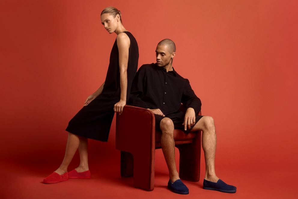 PHOTO: TOMS x Jamie Mizrahi Alp FWD in Cherry Suede and Navy Noir Suede
