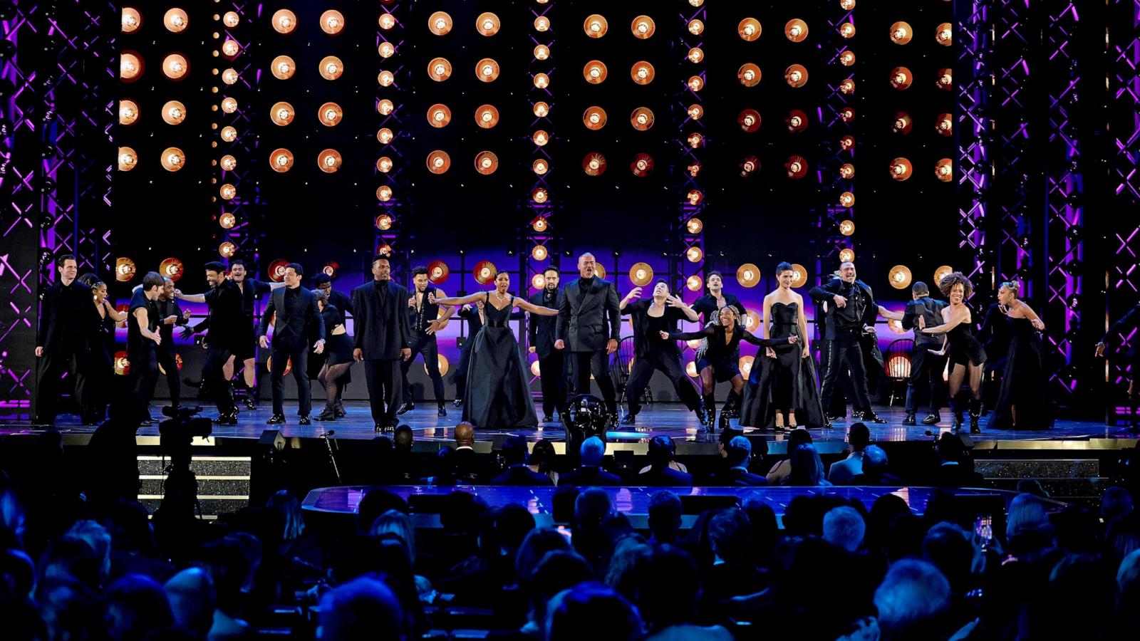 PHOTO: The cast of "Hamilton" performs onstage during The 78th Annual Tony Awards at Radio City Music Hall on June 08, 2025 in New York City.