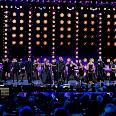 PHOTO: The cast of "Hamilton" performs onstage during The 78th Annual Tony Awards at Radio City Music Hall on June 08, 2025 in New York City.
