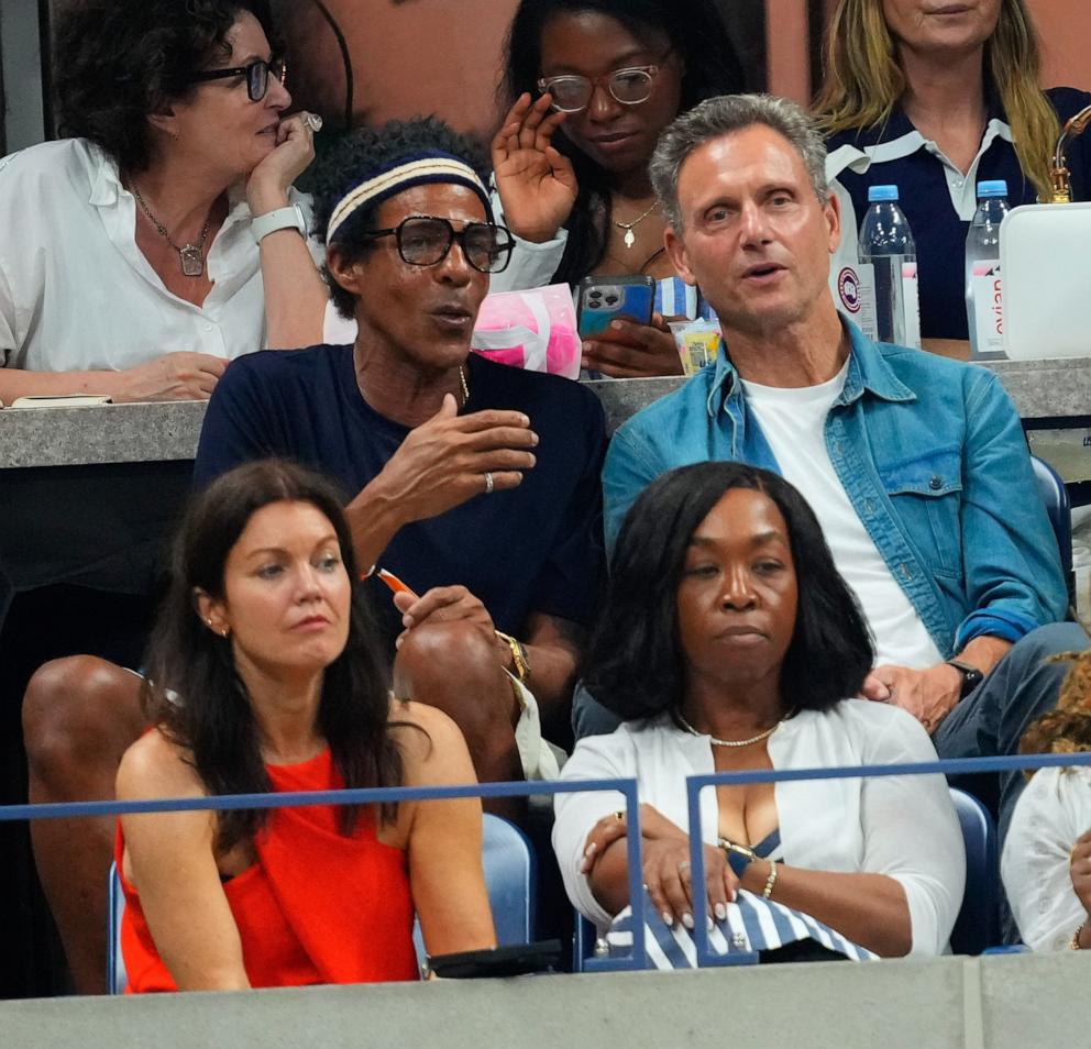 PHOTO: Chris Ivery, Tony Goldwyn, Bellamy Young and Shonda Rhimes attend Day 7 of the 2024 US Open Tennis Championships on Sept. 01, 2024 in New York City. 