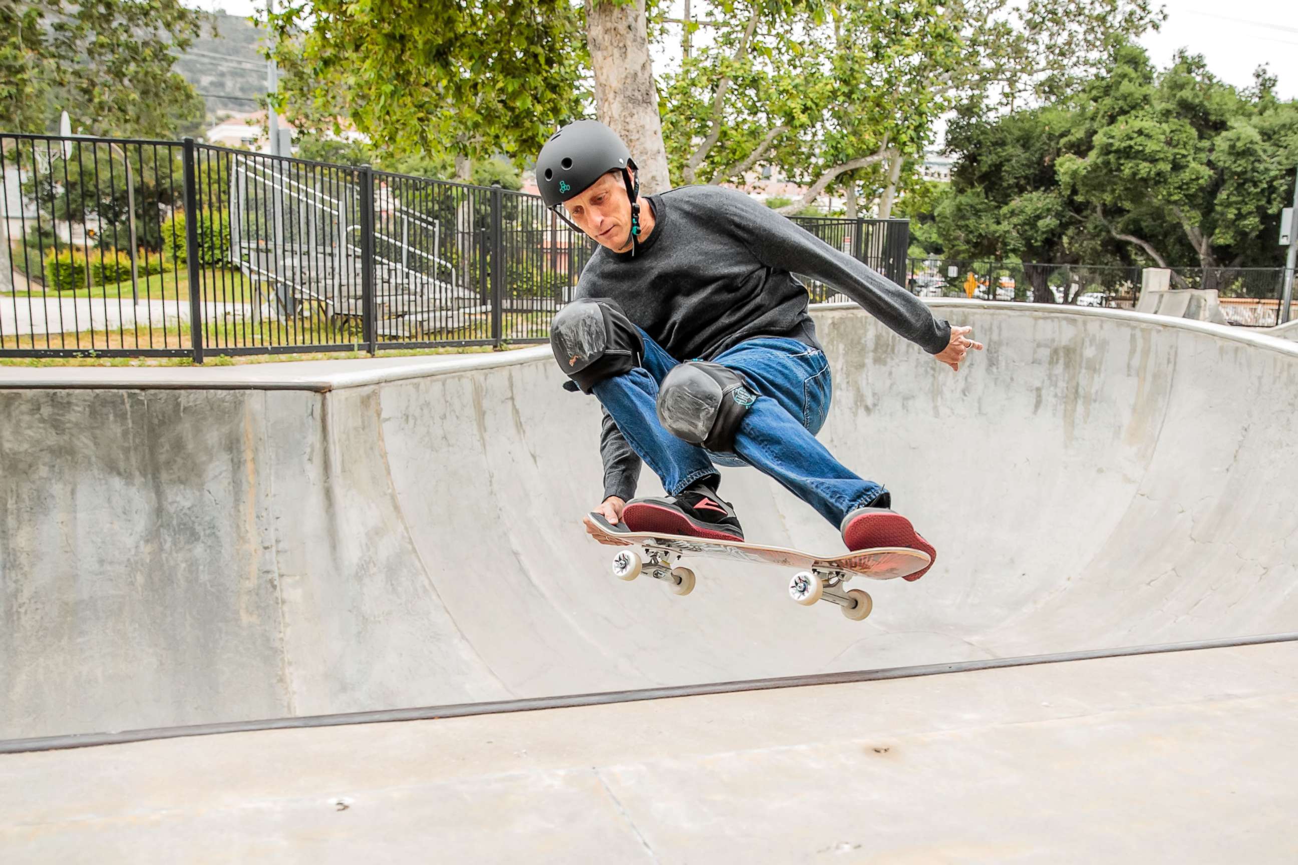 PHOTO: Tony Hawk skates in Los Angeles, Feb. 25, 2020.