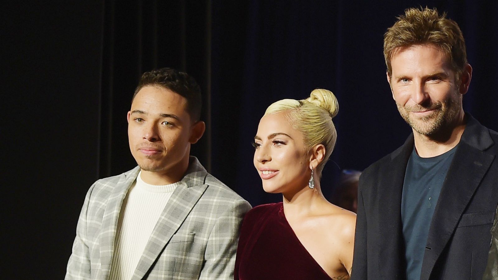 PHOTO: Actors Anthony Ramos, Lady Gaga, director Bradley Cooper, attend 2018 Toronto International Film Festival "A Star Is Born" Press Conference at TIFF Bell Lightbox, Sept. 9, 2018, in Toronto.