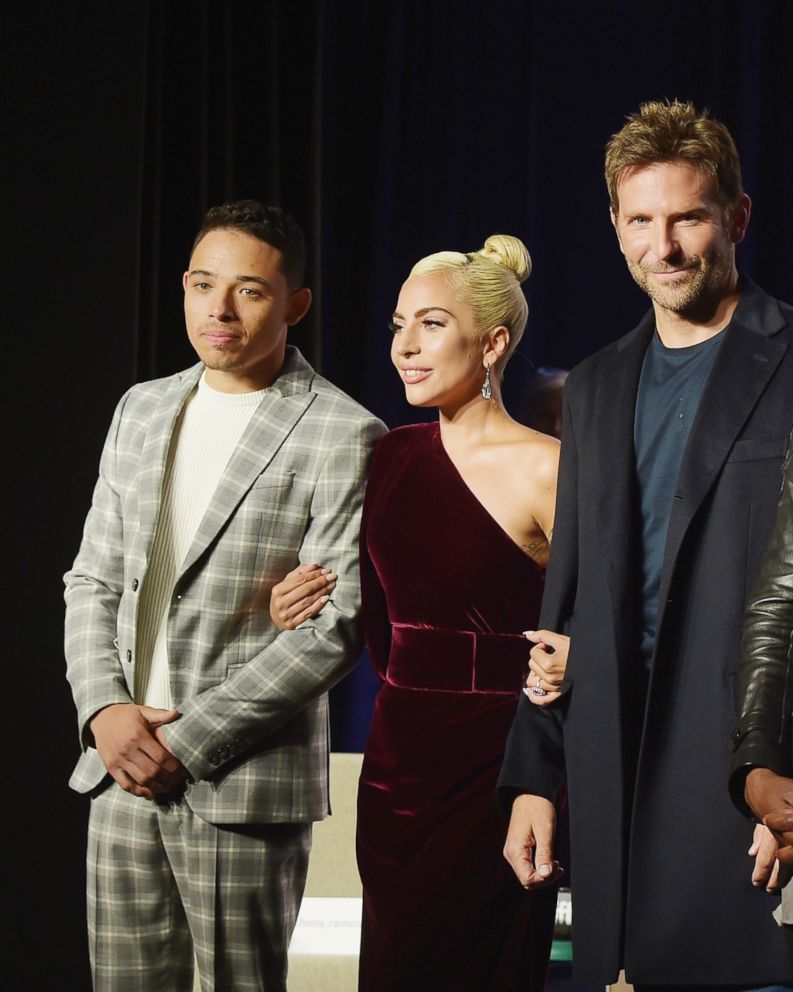 PHOTO: Actors Anthony Ramos, Lady Gaga, director Bradley Cooper, attend 2018 Toronto International Film Festival "A Star Is Born" Press Conference at TIFF Bell Lightbox, Sept. 9, 2018, in Toronto.