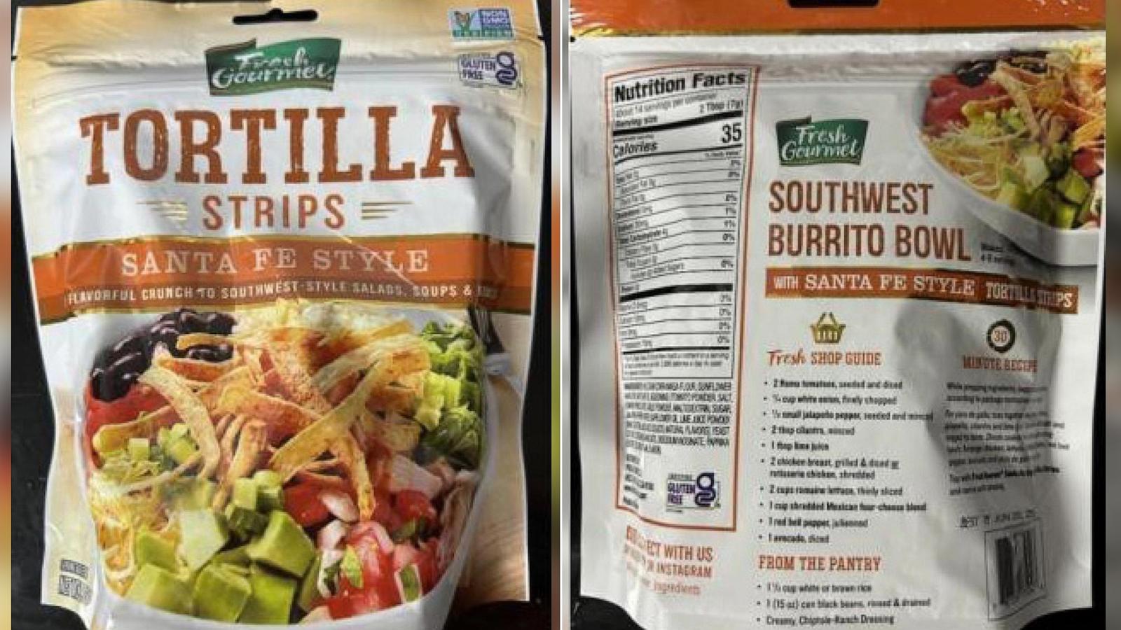 PHOTO: Sugar Foods is recalling 3.5 ounce pouches of Fresh Gourmet Tortilla Strips Santa Fe Style with UPC Code 7 87359 17504 6 and Best By Date June 20, 2025 due to a contamination of undeclared wheat allergen.