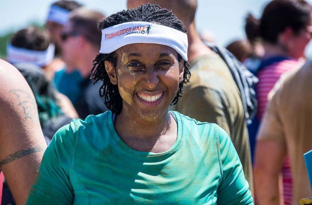 PHOTO: Jordanne Wells smiles after competing in a Tough Mudder race in Kentucky in 2017.