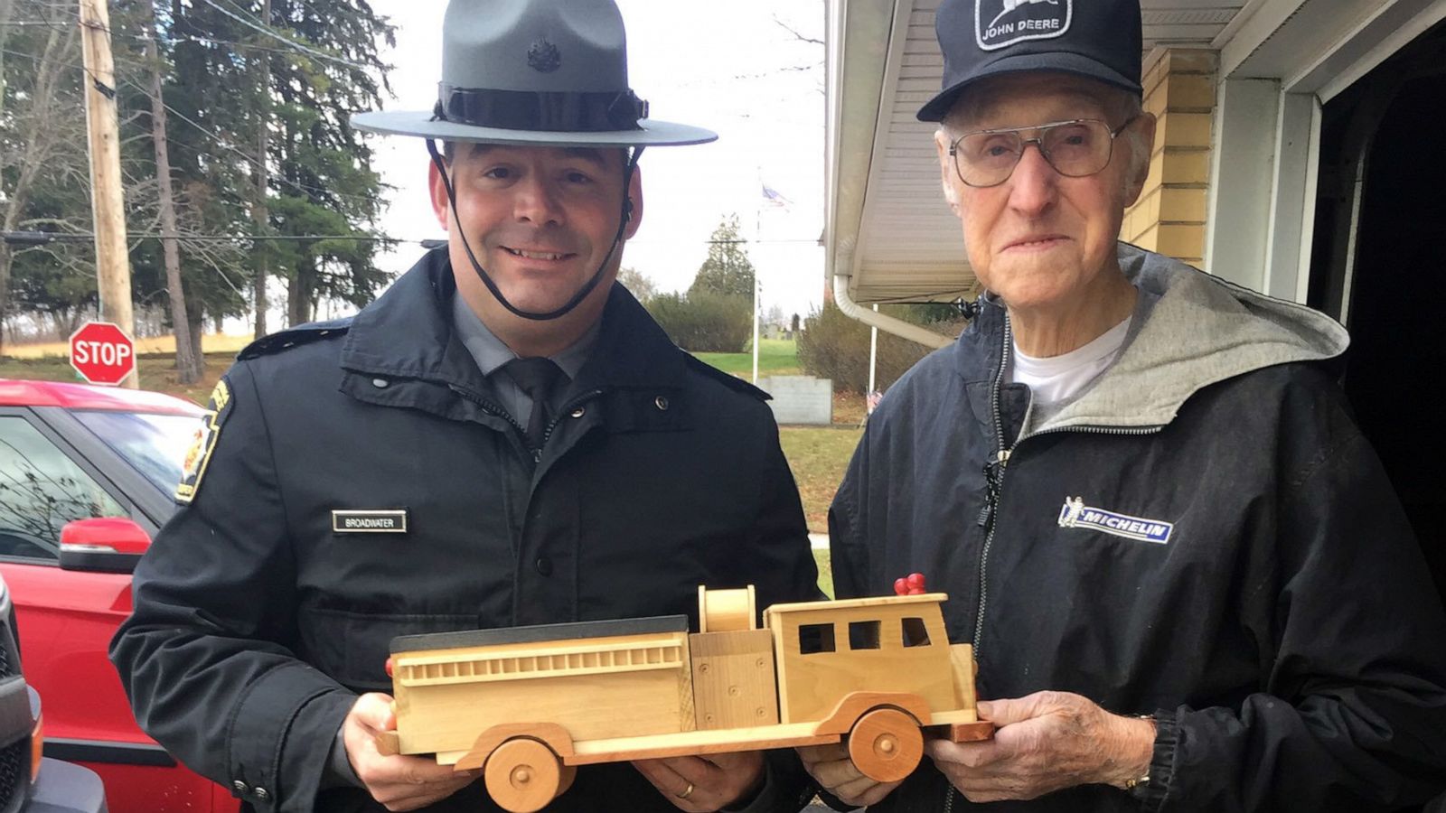 PHOTO: Ed Higinbotham of Georges Township, Pa., is a 93-year-old World War II veteran who makes wooden toys for children around the holidays.