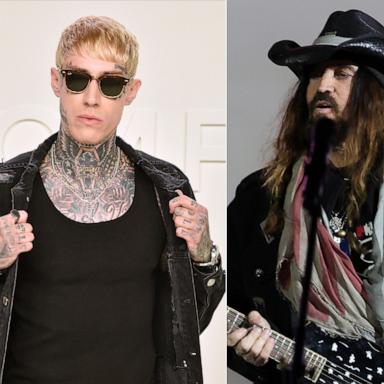 PHOTO: Trace Cyrus attends the Tom Ford AW/20 Fashion Show at Milk Studios, Feb. 7, 2020, in Los Angeles. | Billy Ray Cyrus performs during the Liberty Inaugural Ball, on Jan. 20, 2025, in Washington, D.C.