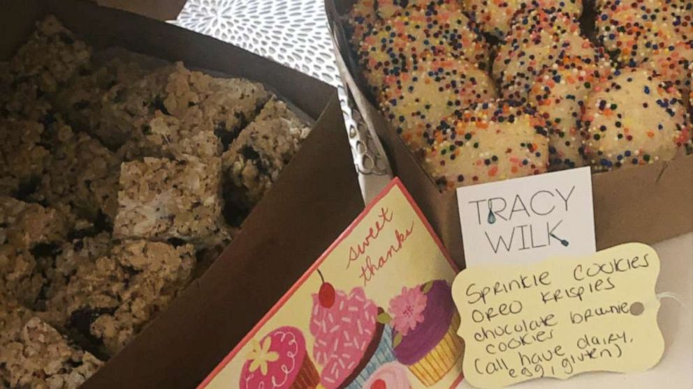 PHOTO: New York Chef Tracy Wilk bakes items for hospital workers on the front lines of the coronavirus epidemic. Sprinkle cookies are one of her top baked goods that she sends their way.