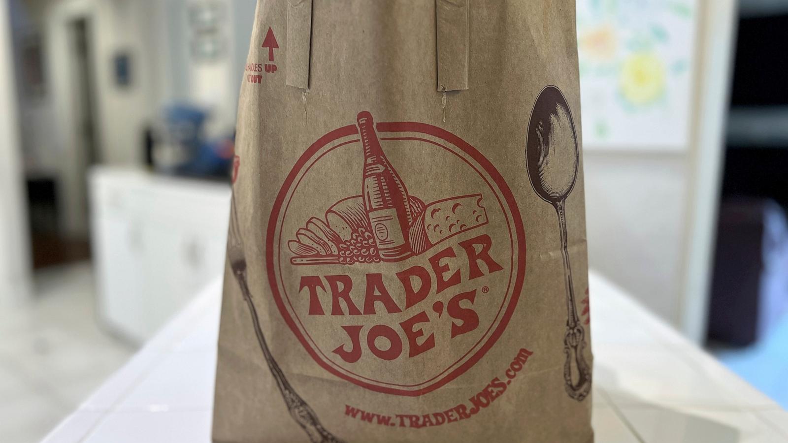 PHOTO: Trader Joe's paper grocery bag on a kitchen countertop, Lafayette, California, February 28, 2025.
