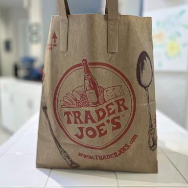 PHOTO: Trader Joe's paper grocery bag on a kitchen countertop, Lafayette, California, February 28, 2025.