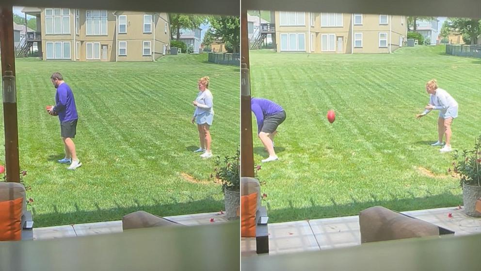 PHOTO: Tom Beebe captured a video clip of his son Cooper Beebe, a center for the Dallas Cowboys, practicing with his wife Tamara Beebe.