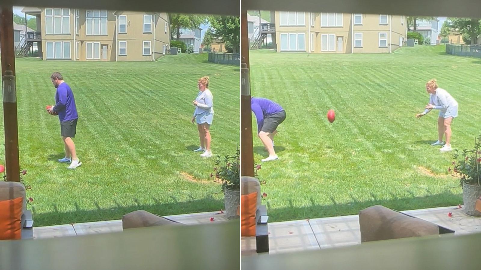 PHOTO: Tom Beebe captured a video clip of his son Cooper Beebe, a center for the Dallas Cowboys, practicing with his wife Tamara Beebe.