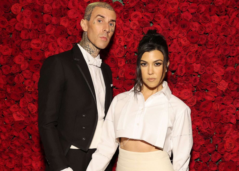 PHOTO: Travis Barker and Kourtney Kardashian attend the Met Gala in New York, May 2, 2022.