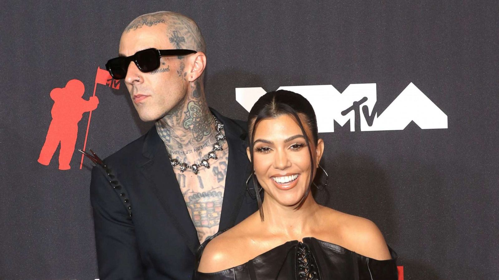 PHOTO: Travis Barker and Kourtney Kardashian attend the 2021 MTV Video Music Awards at Barclays Center on Sept. 12, 2021 in New York City.