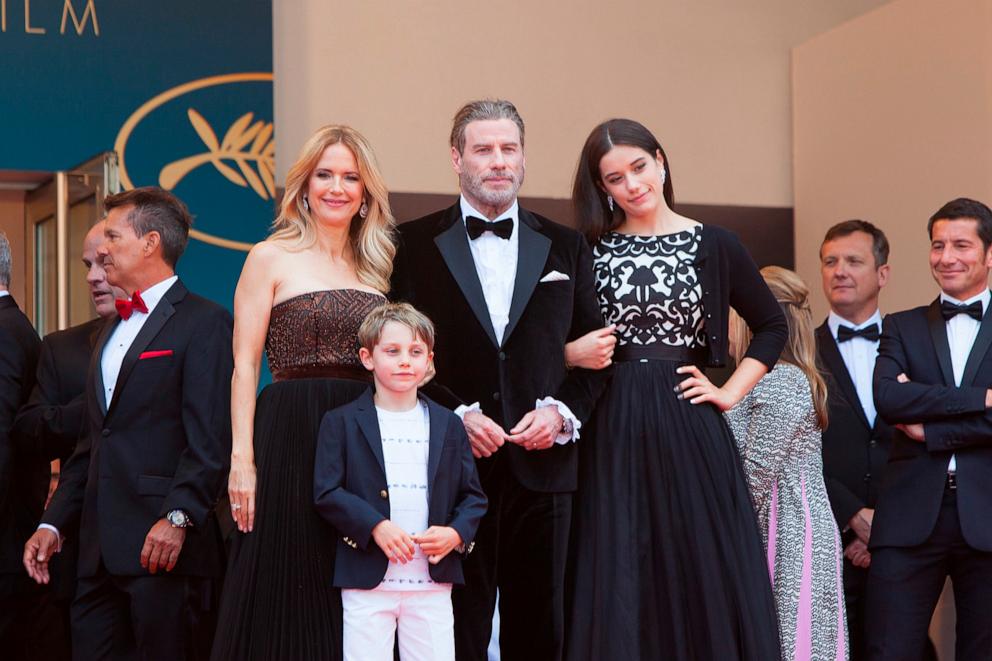 PHOTO: Kelly Preston, John Travolta, Ella Bleue Travolta and Benjamin Travolta attend the screening of 'Solo: A Star Wars Story' during the 71st annual Cannes Film Festival at Palais des Festivals, May 15, 2018, in Cannes, France. 