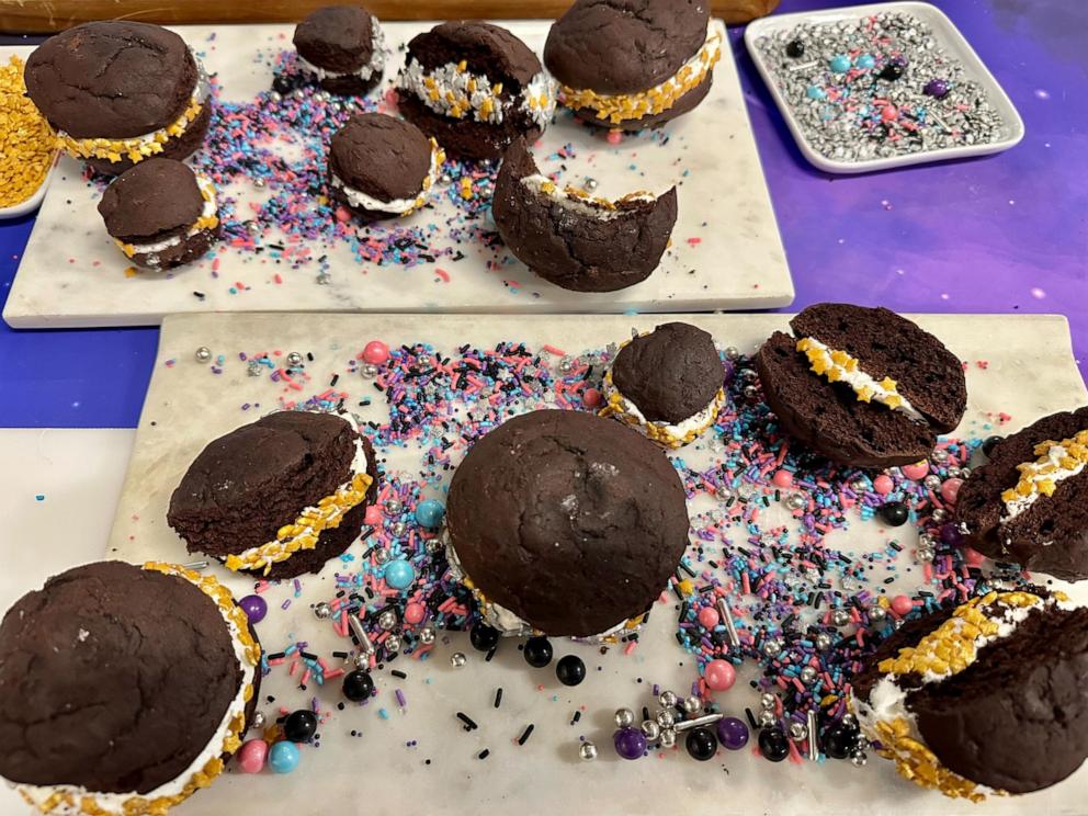PHOTO: Chef Judy Joo's eclipse chocolate moon pies are seen on "Good Morning America," on April 8, 2024.