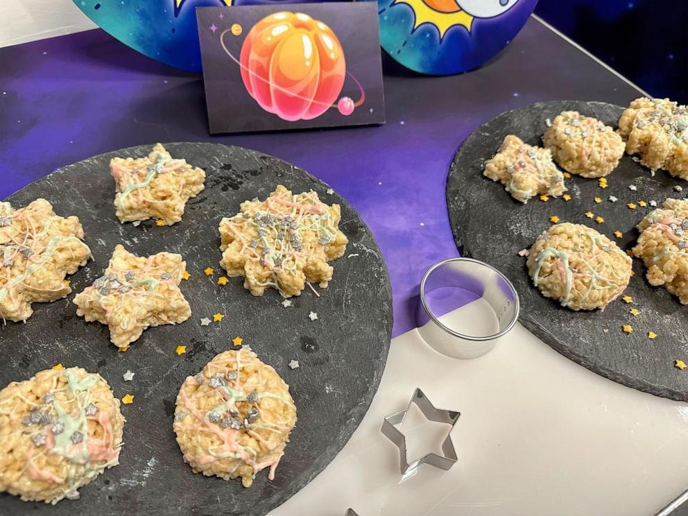 PHOTO: Chef Judy Joo's spacey Rice Krispies treats are seen on "Good Morning America," on April 8, 2024.