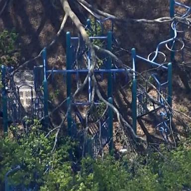 PHOTO: Three people, including two children, were injured after a tree fell on a playground at a school in Melrose, Mass., on May 4, 2026.