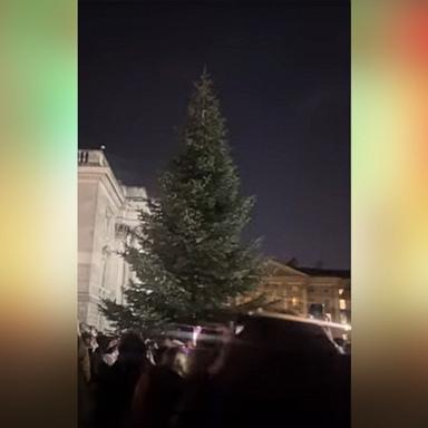 PHOTO: Video recorded at Trinity College Dublin shows a Christmas tree lighting gone awry.