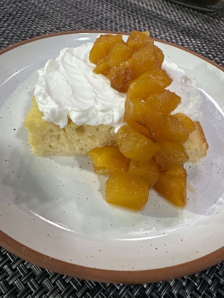 PHOTO: Tres leches cake with pineapple topping.