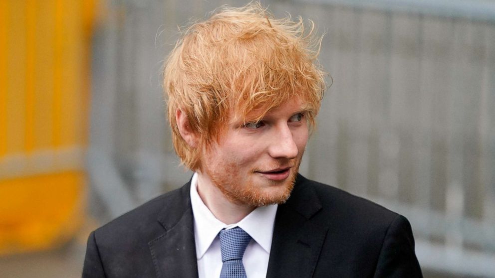 PHOTO: Recording artist Ed Sheeran departs after speaking to the media outside New York Federal Court, May 4, 2023, in New York.