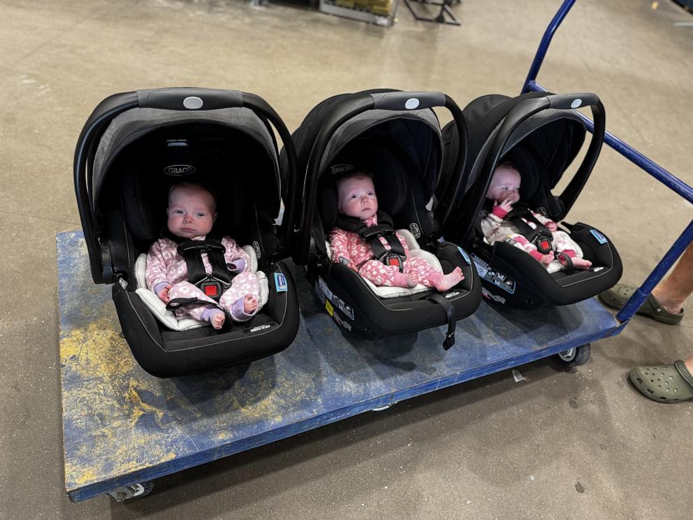 PHOTO: Triplets Emersyn, Adalyn, and Layla all went home from the neonatal intensive care unit in April 2025.