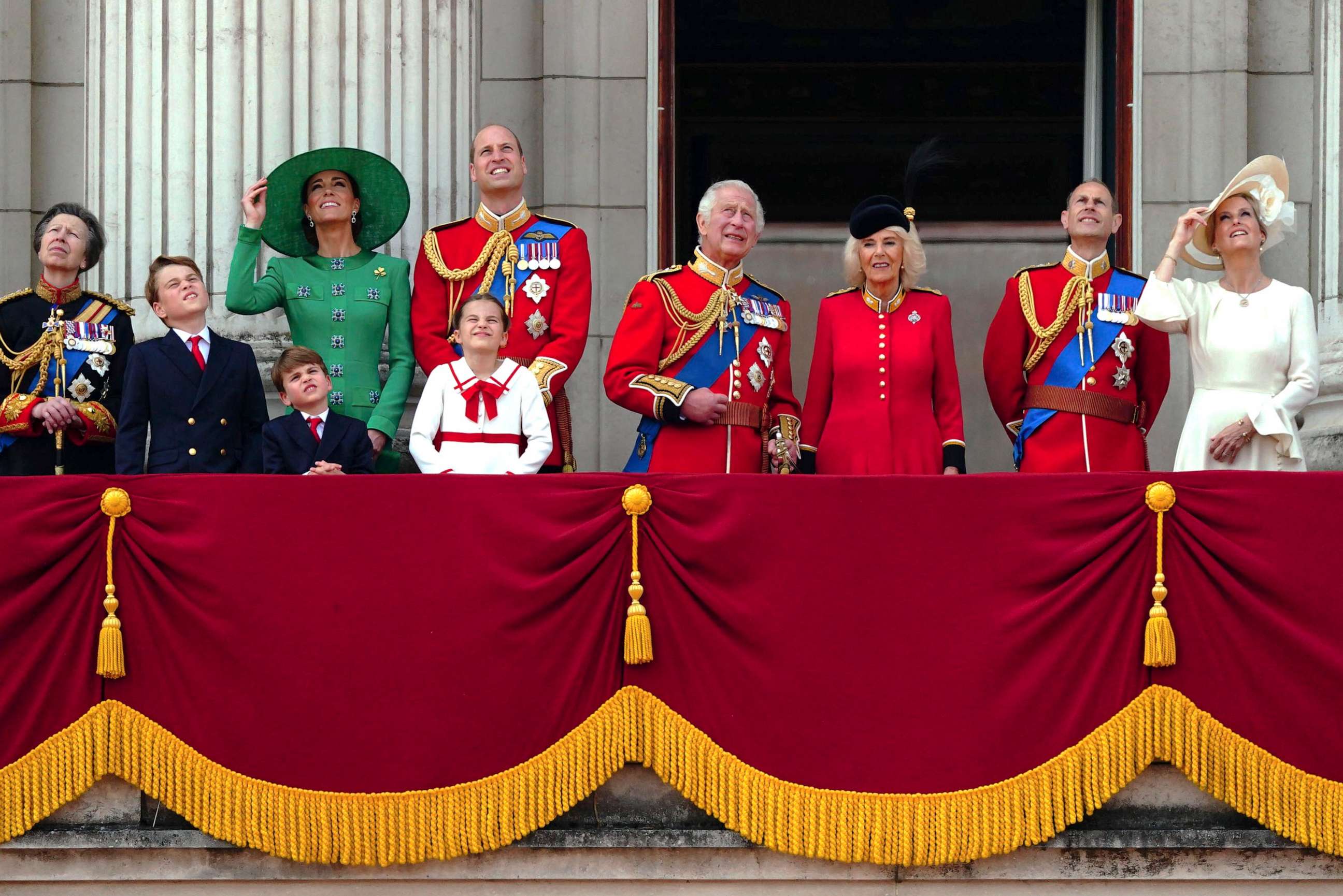 PHOTO: Members of the royal family view the flypast from the balcony of Buckingham Palace following the Trooping the Colour ceremony in London, on June 17, 2023.