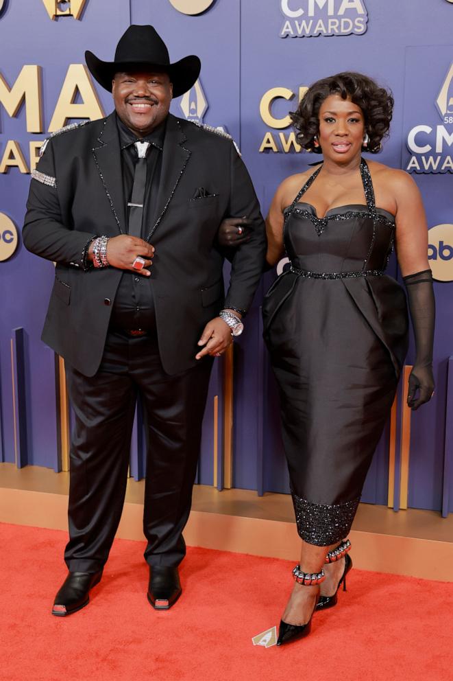 PHOTO: Michael Trotter Jr., left, and Tanya Trotter of The War And Treaty attend The 58th Annual CMA Awards, Nov. 20, 2024, in Nashville, Tenn.