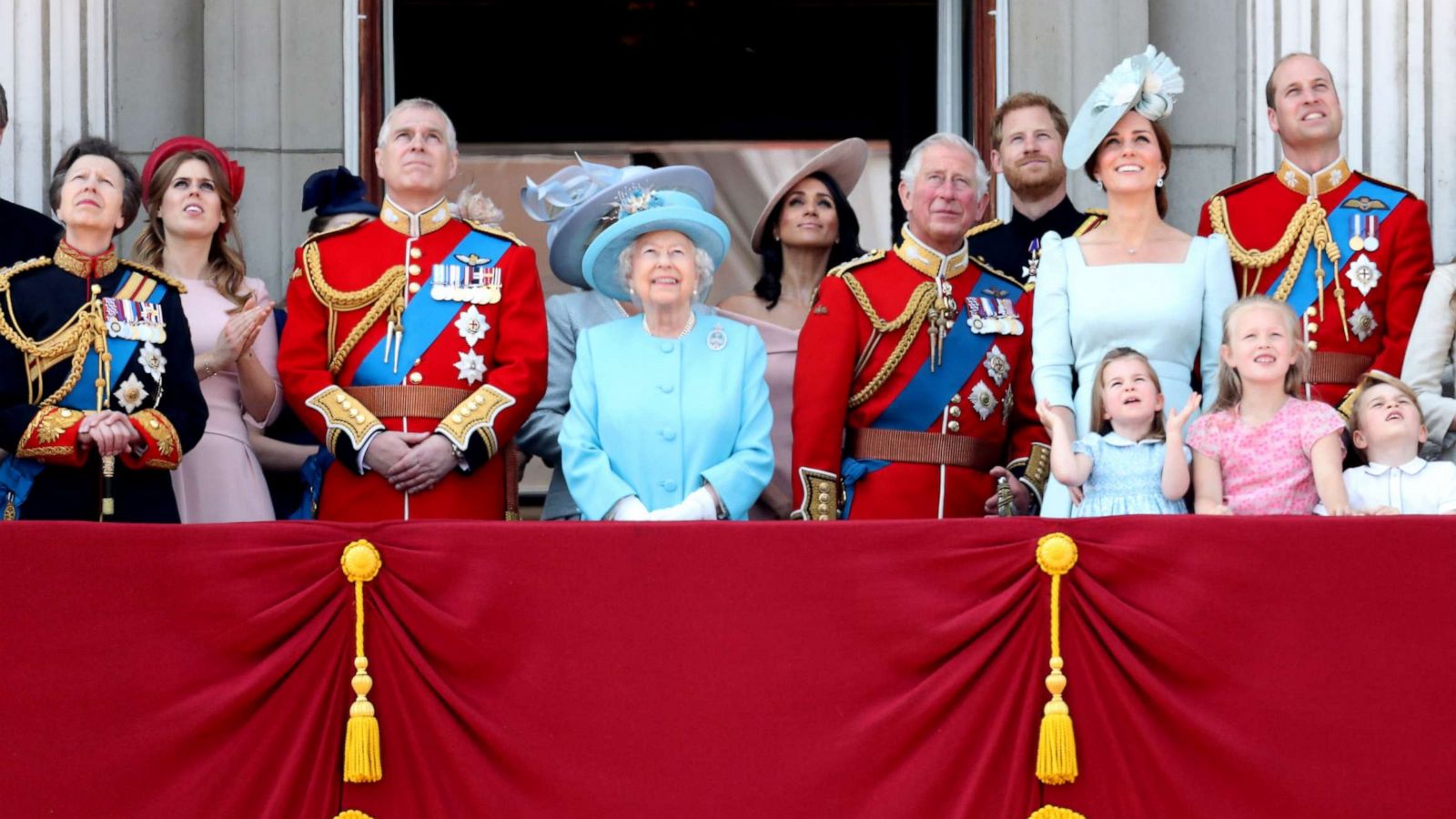 PHOTO: The Royal family watch the Trooping The Colour on the balcony at Buckingham Palace, June 9, 2018, in London.