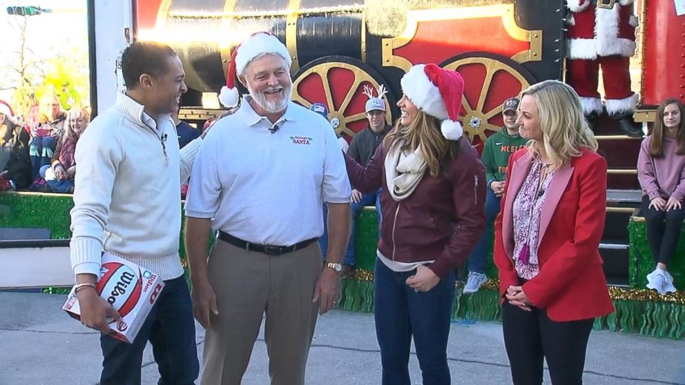 PHOTO: Mike Jones, center, stands in Panama City, Florida, with ABC News' TJ Holmes and Ginger Zee and SAP CMO Alicia Tillman, far right.